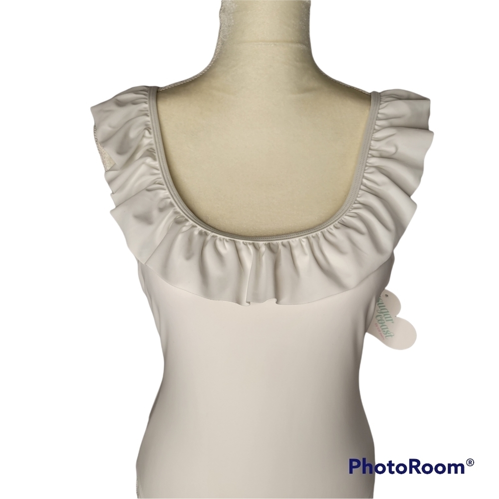 SUGAR Coast White Ruffled Swimsuit - Picture 7 of 12